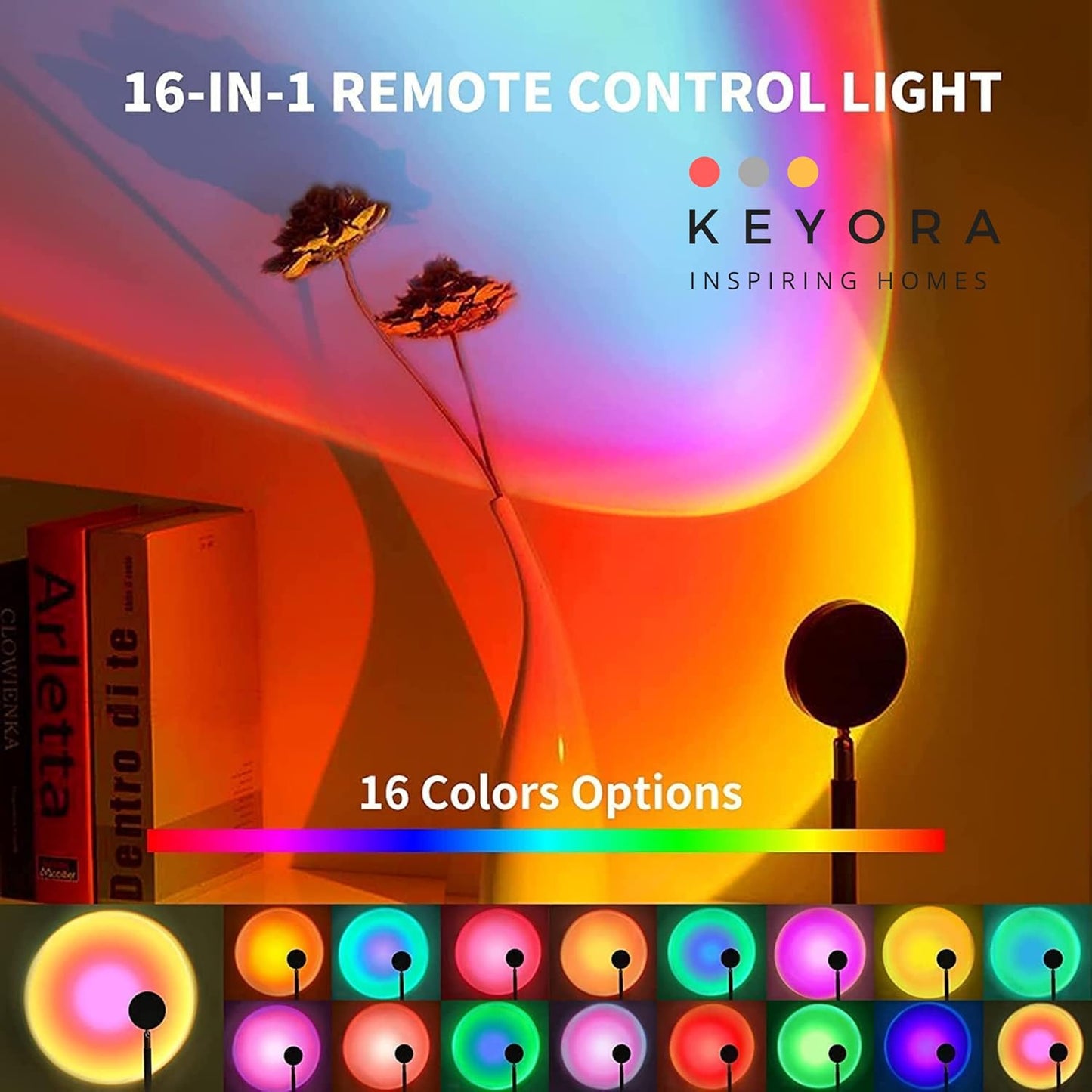 YUMIGlow Sunset Lamp 16 Colors | Remote Control | 360° Rotation