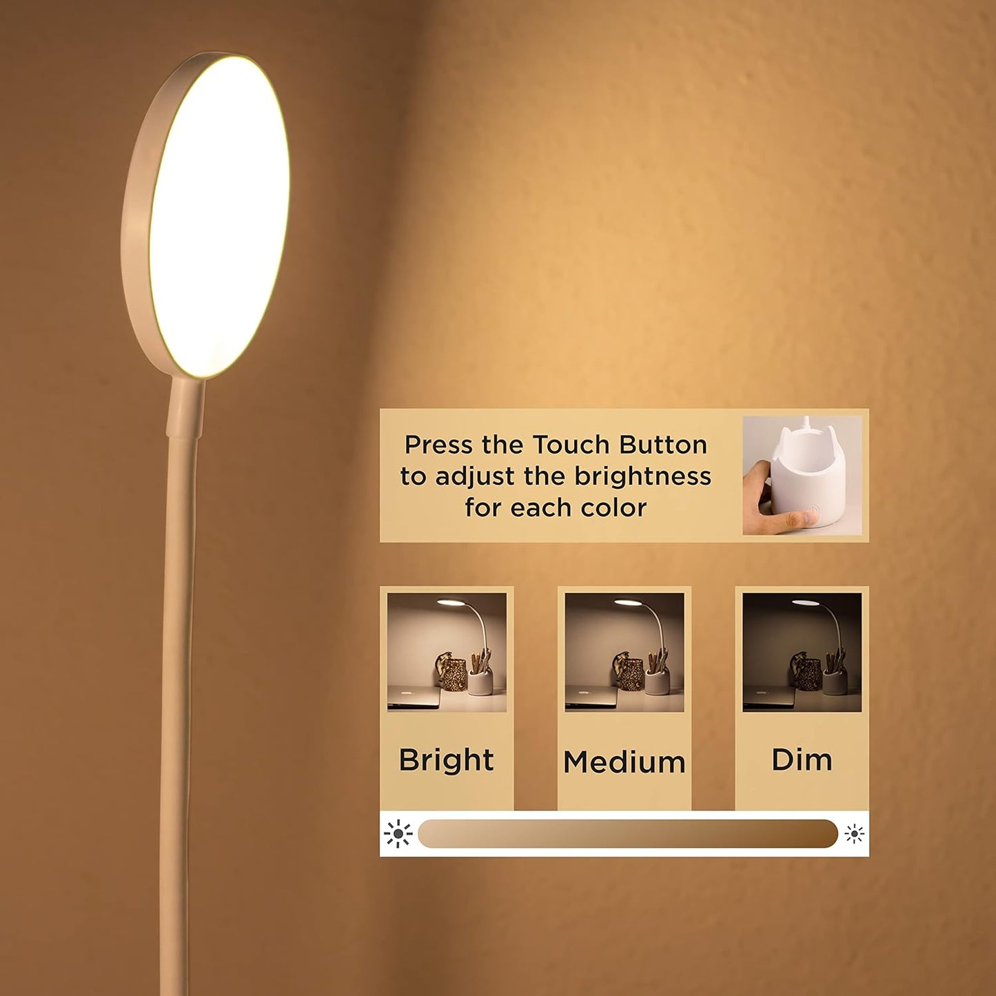 YUMIGloW Study Lamp 3 Color Modes | Rechargeable | Pen & Phone Holder
