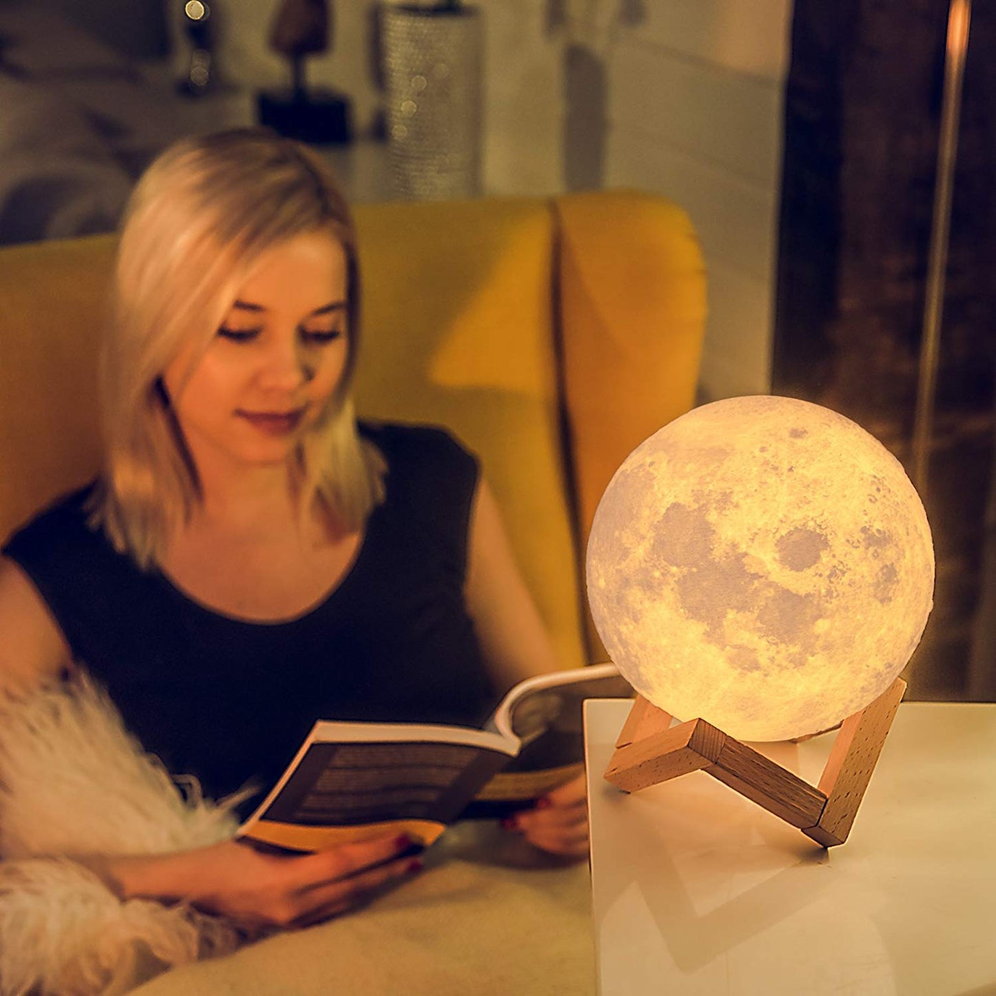๐ YumiGloW 3D Touch-Control Moon Lamp โ 15CM | Multicolor