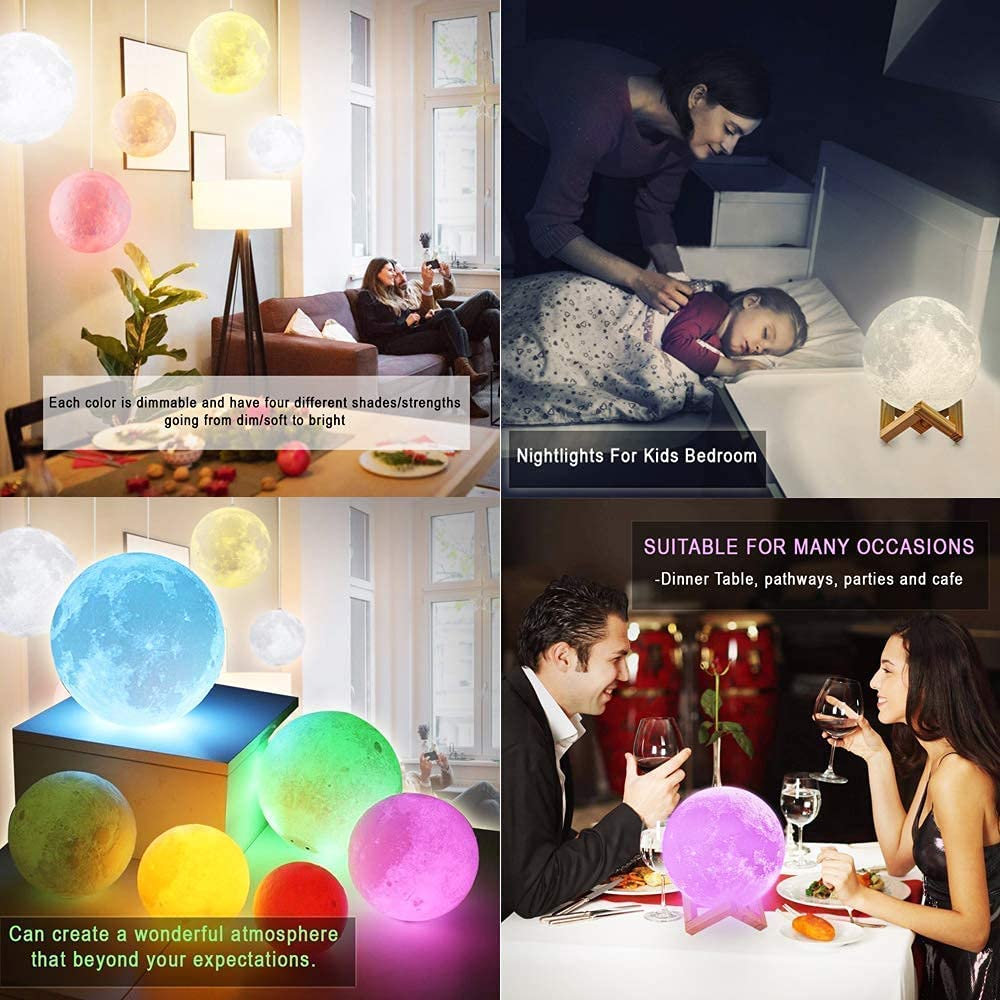 ๐ YumiGloW 3D Touch-Control Moon Lamp โ 15CM | Multicolor