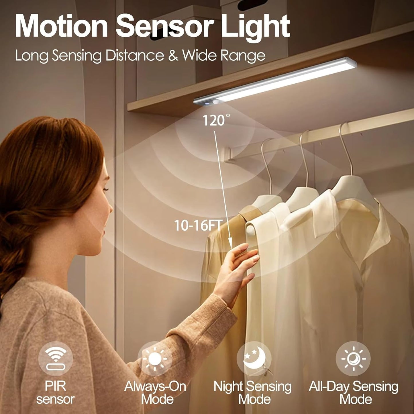 YUMI Motion Sense Light Bar Rechargeable | Motion Sensor | 3-Color Dimmable