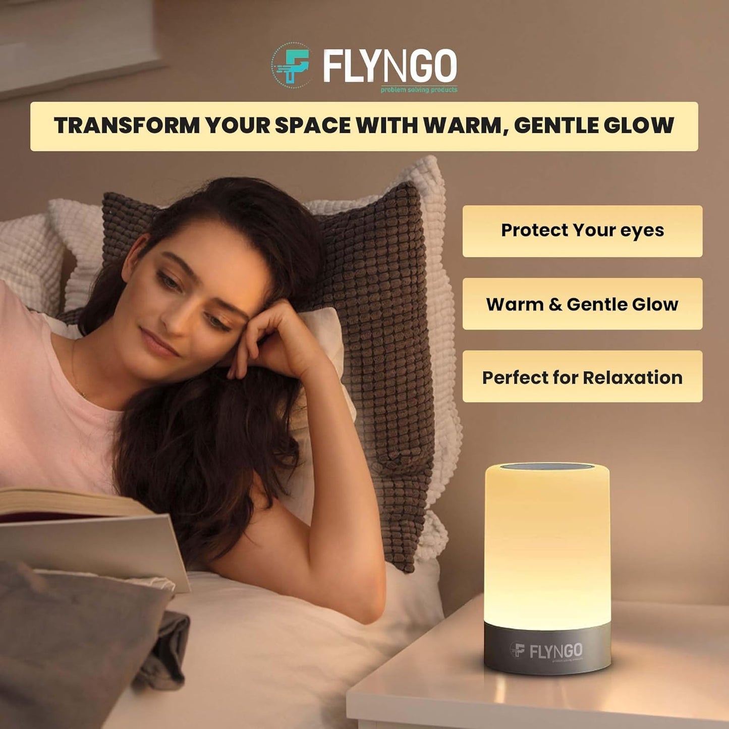 LumiGloW Touch LED Night Lamp –3 Brightness Levels | USB Rechargeable | Minimalist Design