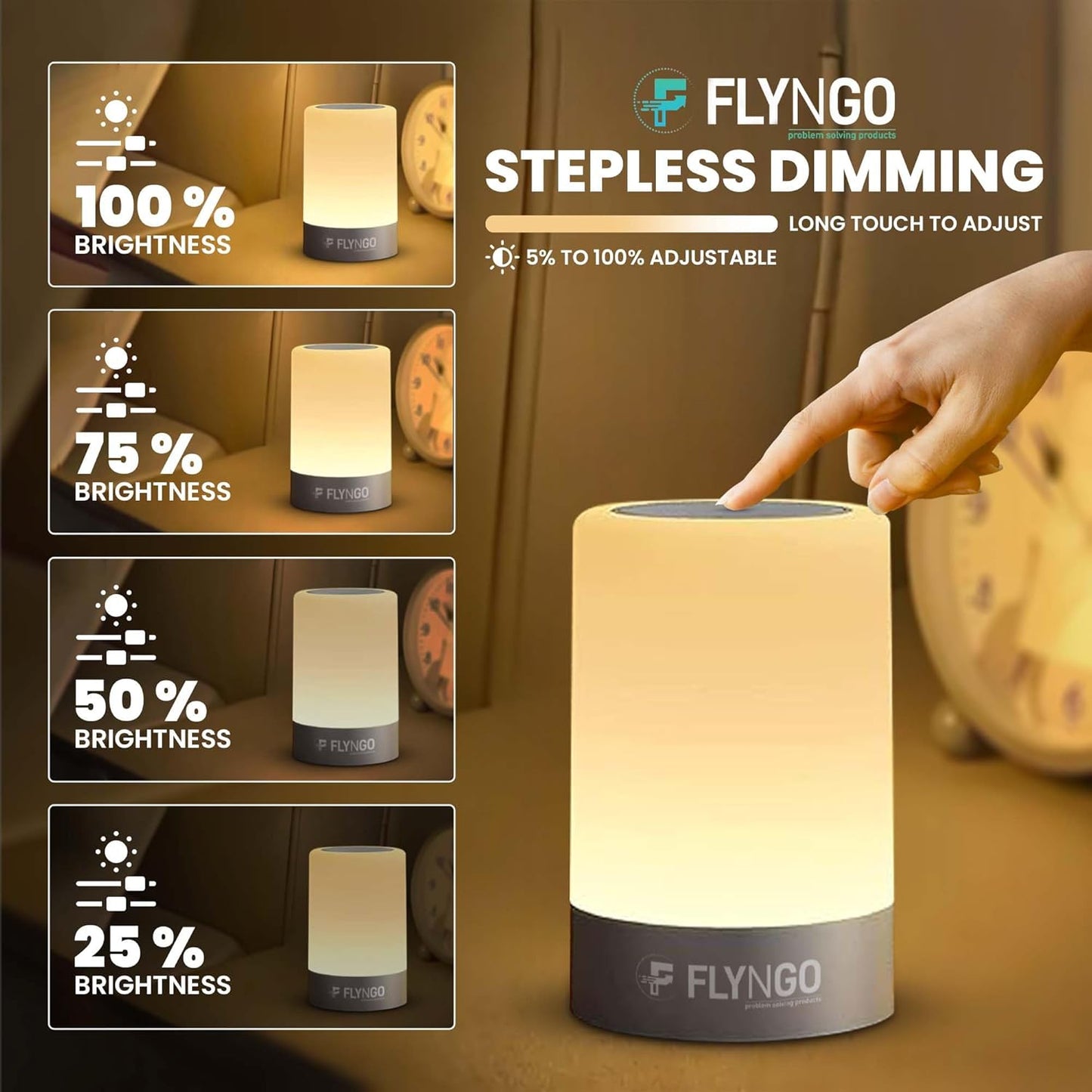 LumiGloW Touch LED Night Lamp –3 Brightness Levels | USB Rechargeable | Minimalist Design
