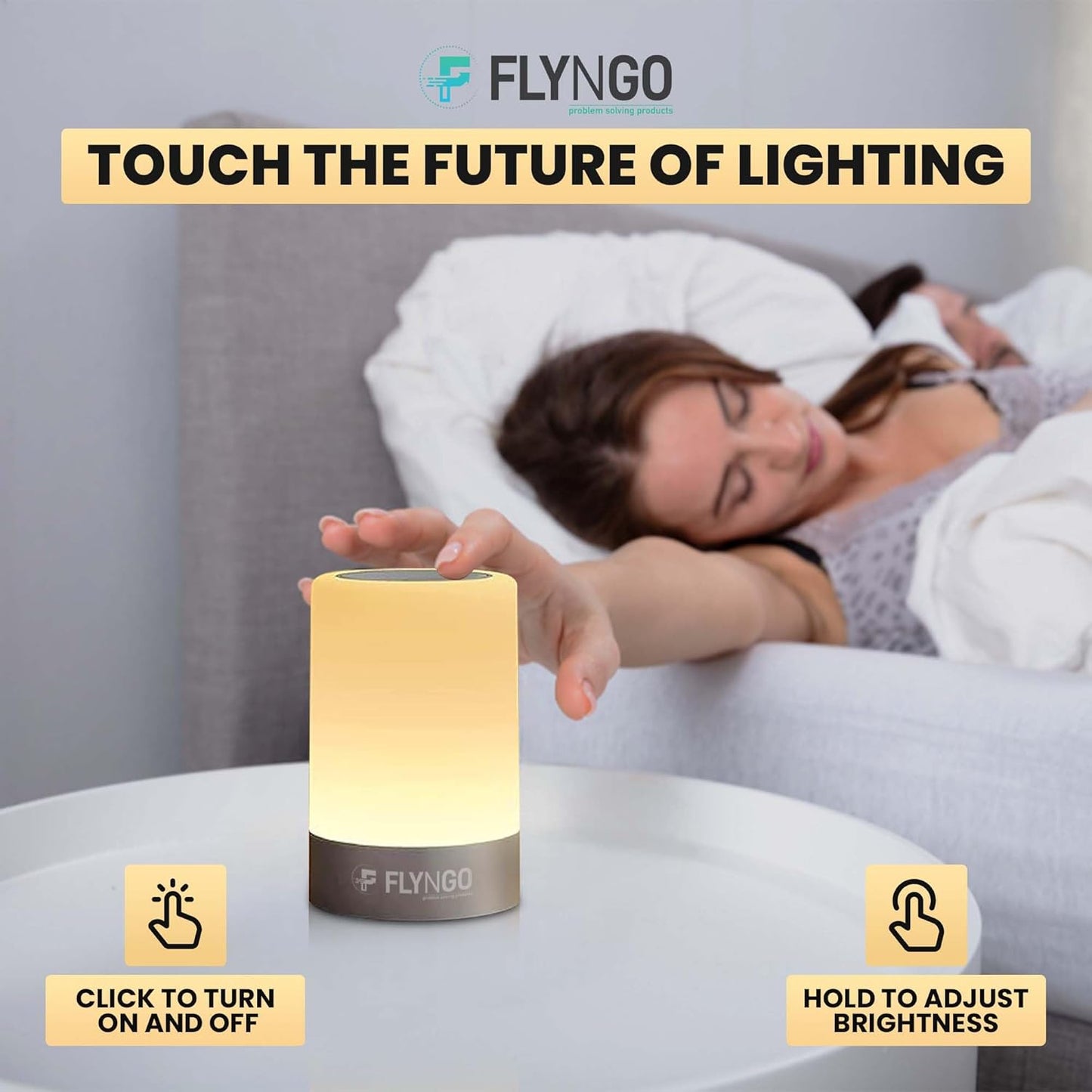 LumiGloW Touch LED Night Lamp –3 Brightness Levels | USB Rechargeable | Minimalist Design