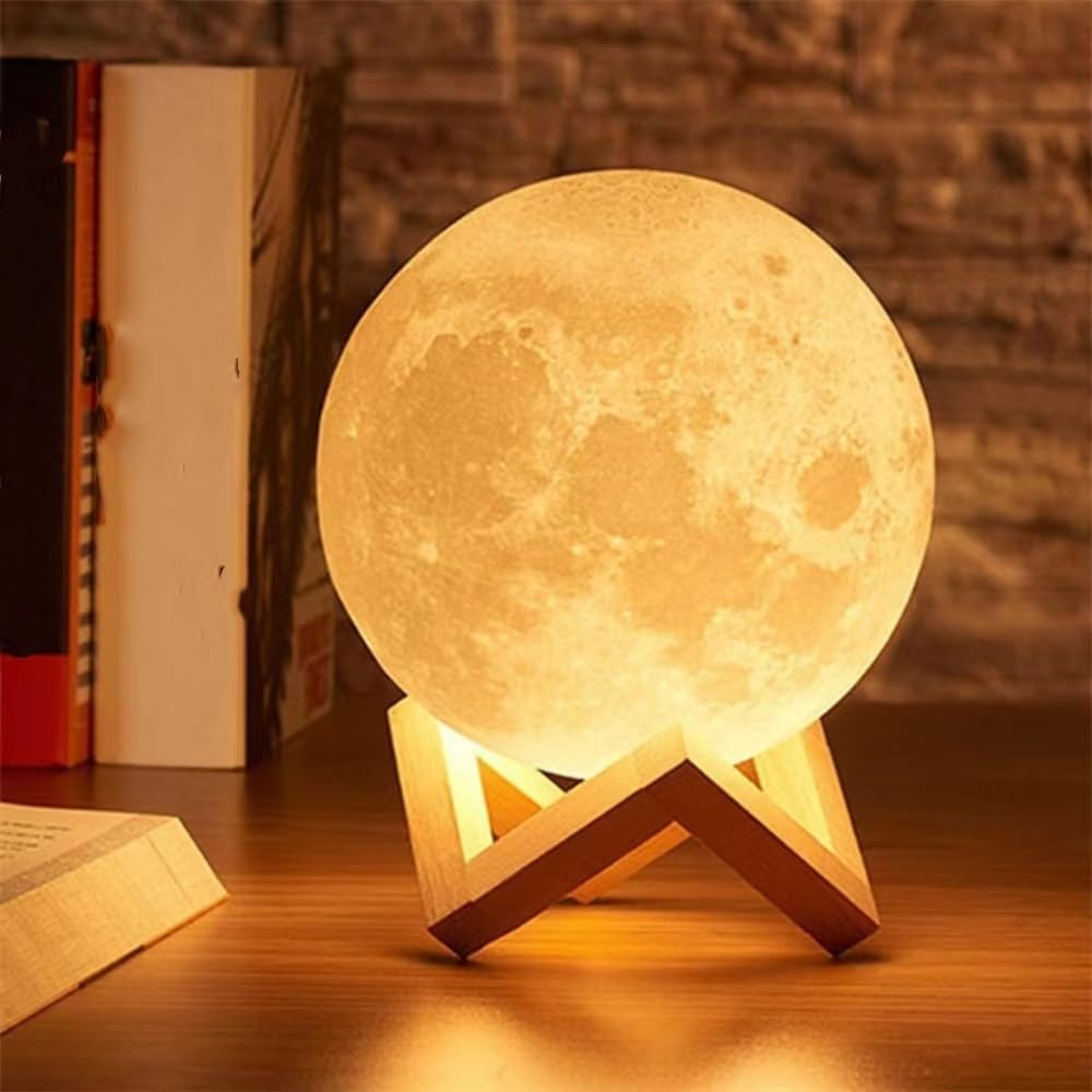 🌕 YumiGloW 3D Touch-Control Moon Lamp – 15CM | Multicolor